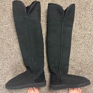 Women's Black Over-the-Knee Suede-Look Boots